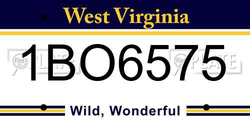 1BO6575 West Virginia License Plate