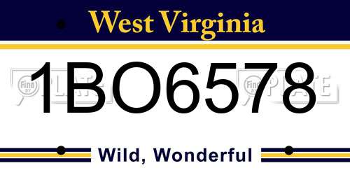 1BO6578 West Virginia License Plate