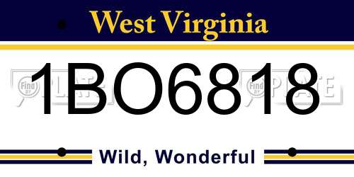 1BO6818 West Virginia License Plate