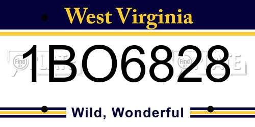 1BO6828 West Virginia License Plate