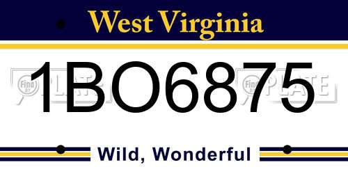 1BO6875 West Virginia License Plate