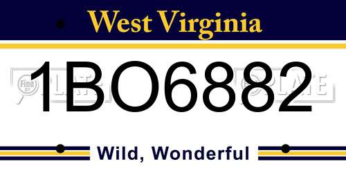 1BO6882 West Virginia License Plate