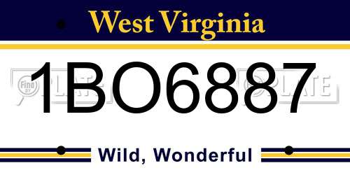1BO6887 West Virginia License Plate
