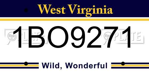 1BO9271 West Virginia License Plate
