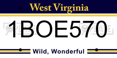 1BOE570 West Virginia License Plate