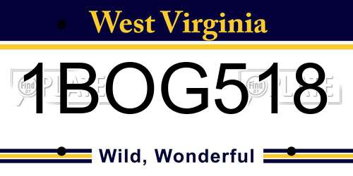 1BOG518 West Virginia License Plate