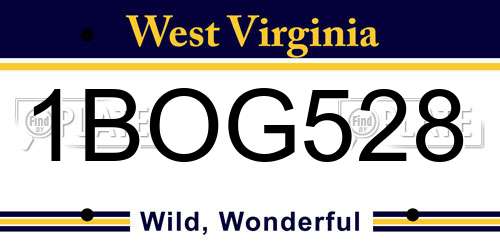 1BOG528 West Virginia License Plate