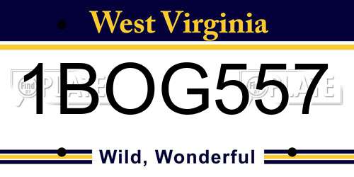 1BOG557 West Virginia License Plate