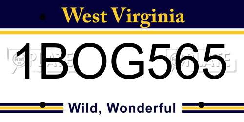 1BOG565 West Virginia License Plate