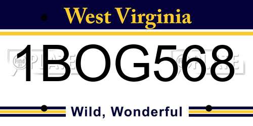 1BOG568 West Virginia License Plate