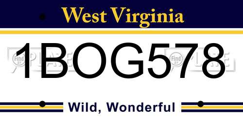 1BOG578 West Virginia License Plate