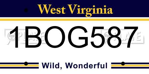 1BOG587 West Virginia License Plate