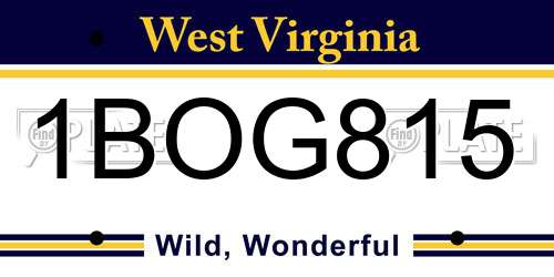 1BOG815 West Virginia License Plate