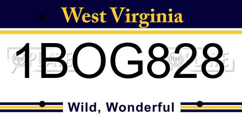 1BOG828 West Virginia License Plate