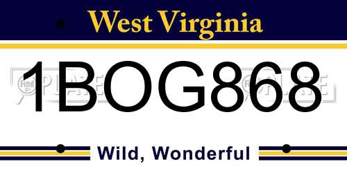 1BOG868 West Virginia License Plate