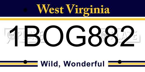 1BOG882 West Virginia License Plate