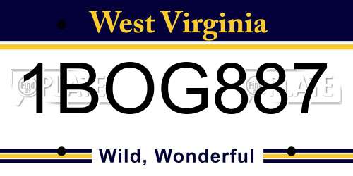 1BOG887 West Virginia License Plate