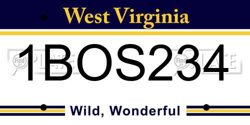 1BOS234 West Virginia License Plate
