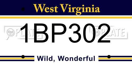 1BP302 West Virginia License Plate