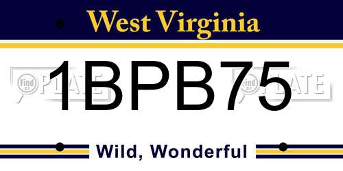 1BPB75 West Virginia License Plate
