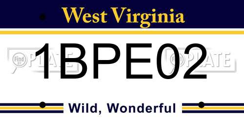 1BPE02 West Virginia License Plate