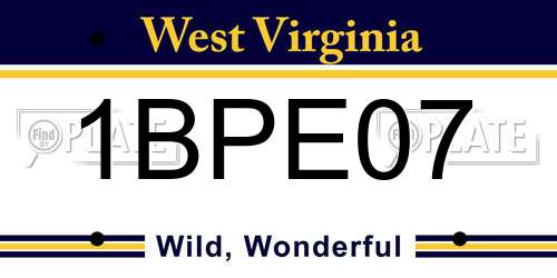 1BPE07 West Virginia License Plate
