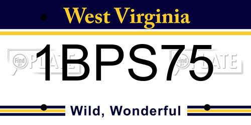 1BPS75 West Virginia License Plate