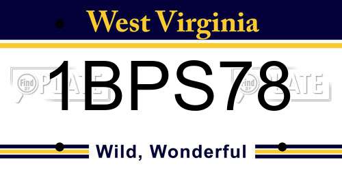 1BPS78 West Virginia License Plate