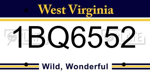 1BQ6552 West Virginia License Plate