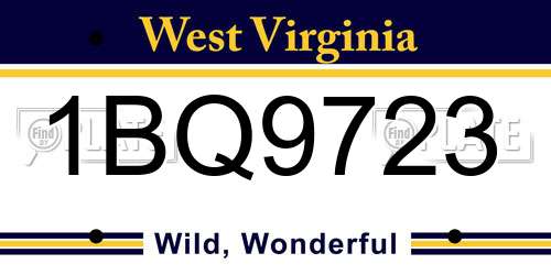 1BQ9723 West Virginia License Plate