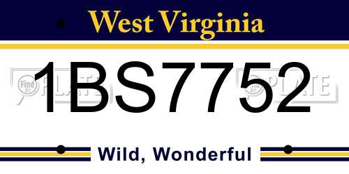 1BS7752 West Virginia License Plate