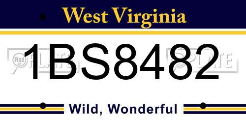 1BS8482 West Virginia License Plate