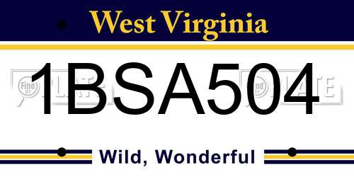 1BSA504 West Virginia License Plate