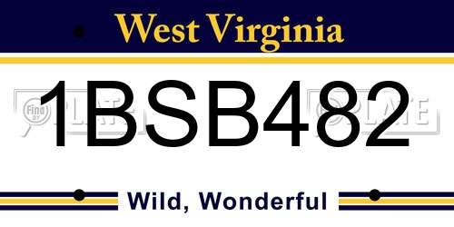 1BSB482 West Virginia License Plate