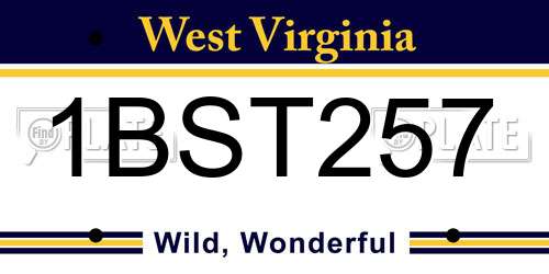 1BST257 West Virginia License Plate