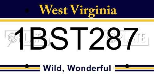 1BST287 West Virginia License Plate