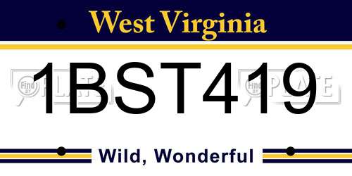 1BST419 West Virginia License Plate