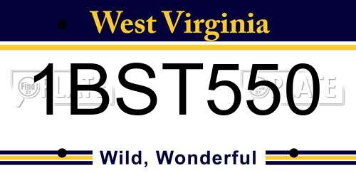 1BST550 West Virginia License Plate