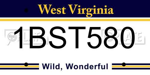 1BST580 West Virginia License Plate