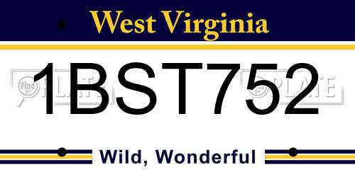 1BST752 West Virginia License Plate