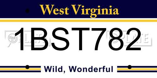 1BST782 West Virginia License Plate