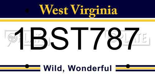 1BST787 West Virginia License Plate