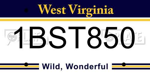 1BST850 West Virginia License Plate