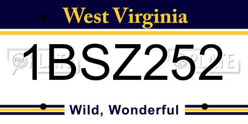 1BSZ252 West Virginia License Plate