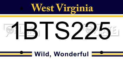 1BTS225 West Virginia License Plate