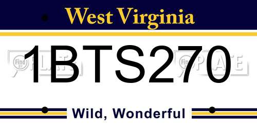1BTS270 West Virginia License Plate