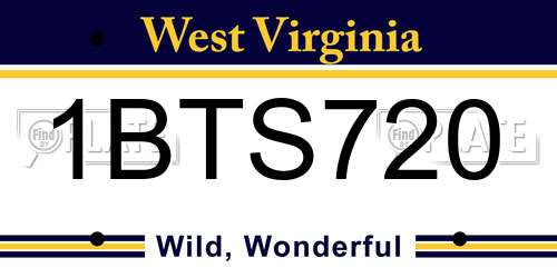1BTS720 West Virginia License Plate
