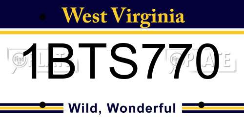 1BTS770 West Virginia License Plate