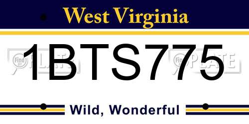1BTS775 West Virginia License Plate