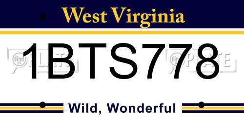 1BTS778 West Virginia License Plate